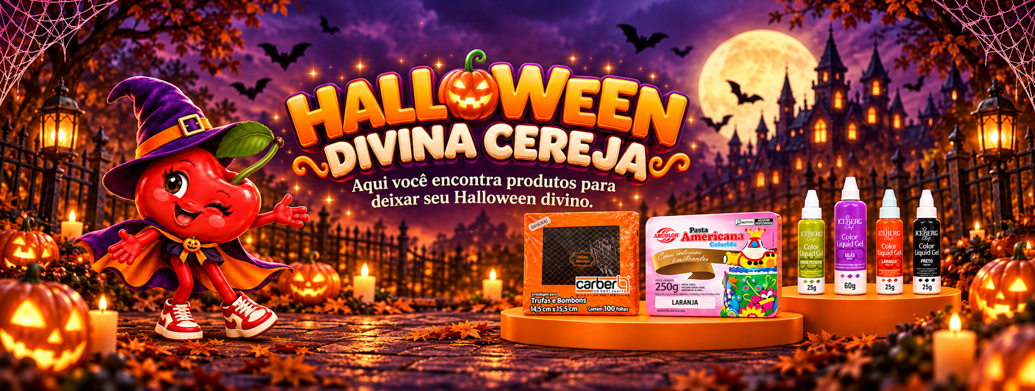 Halloween Divina Cereja — Aqui você encontra produtos para deixar seu Halloween divino.